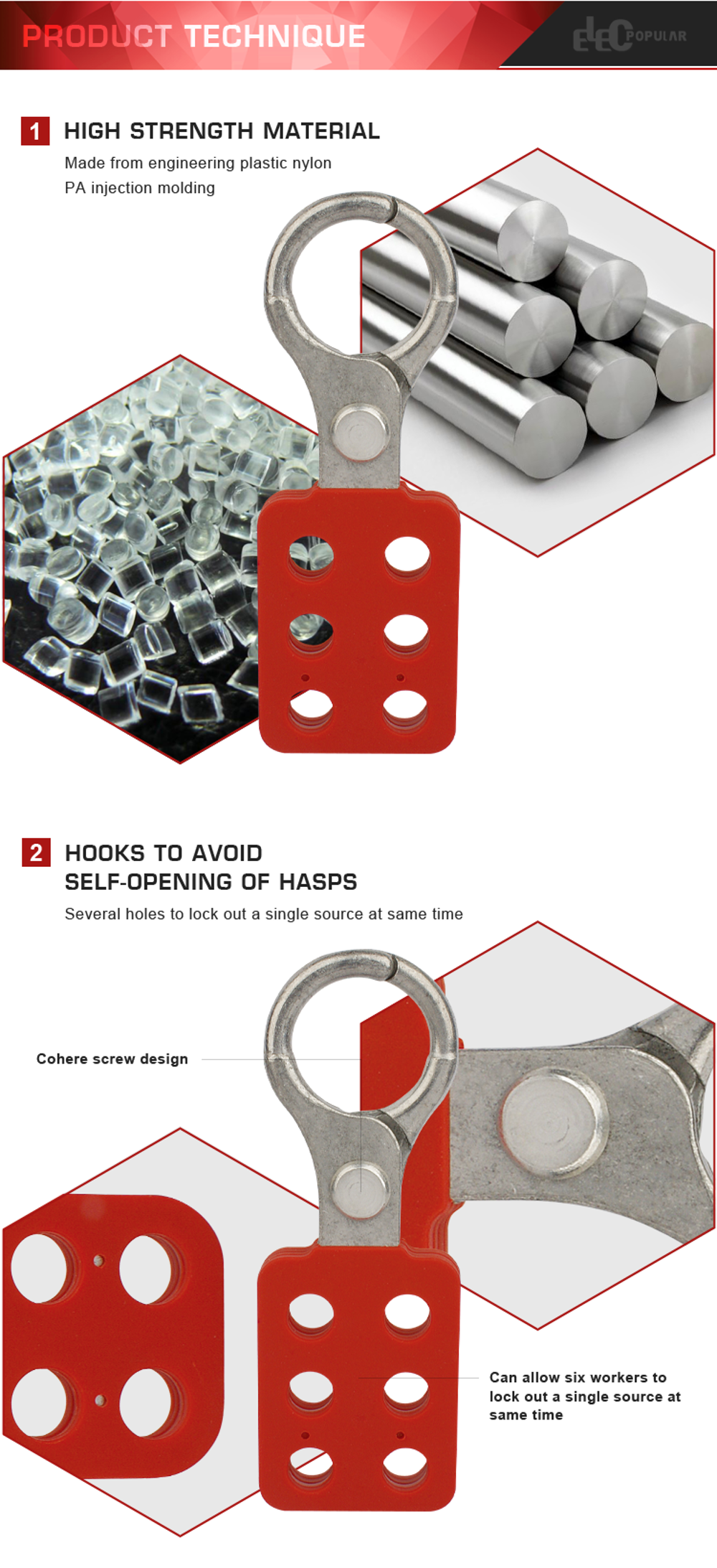 OEM Industrial 6 Holes Multilock Aluminum Safety HaspS Lockout